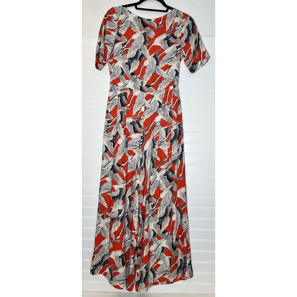 Traffic People Anthropologie Wide Leg  Short Sleeve Jumpsuit Orange  Crane XS